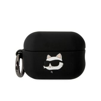 Karl Lagerfeld KLAP2RUNCHK AirPods Pro 2 (2022/2023) deksel czarny/svart silikon Choupette-hode 3D