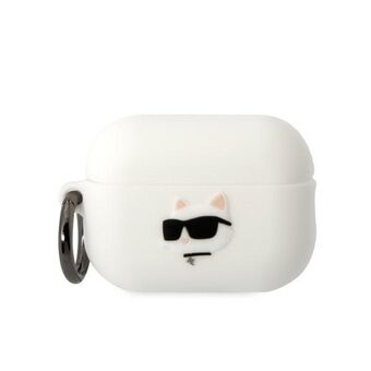 Karl Lagerfeld KLAP2RUNCHH AirPods Pro 2 (2022/2023) deksel, hvitt silikon med 3D Choupette Head.