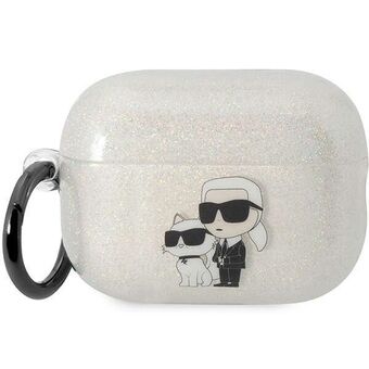 Karl Lagerfeld KLAP2HNKCTGT Airpods Pro 2 deksel gjennomsiktig Glitter Karl&Choupette