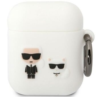 Karl Lagerfeld KLACA2SILKCW AirPods 1/2 deksel hvitt/hvit silikon Karl & Choupette