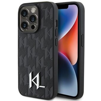 Karl Lagerfeld KLHCP15LPKLPKLK iPhone 15 Pro 6.1" svart hardcase lær Monogram Hot Stamp Metal Logo