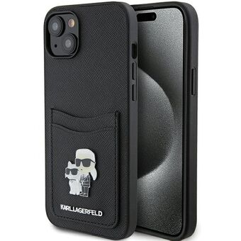 Karl Lagerfeld KLHCP15SSAPKCNPK iPhone 15 6.1" svart/svart hardcase Saffiano Cardslot Karl&Choupette Metal Pin