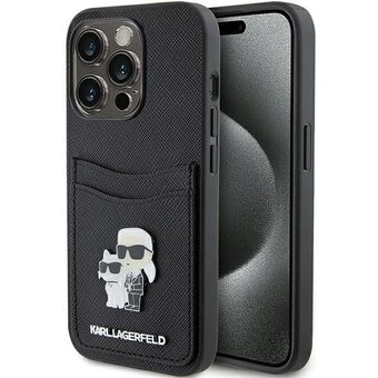 Karl Lagerfeld KLHCP15LSAPKCNPK iPhone 15 Pro 6.1" svart hardcase Saffiano Cardslot Karl&Choupette Metal Pin