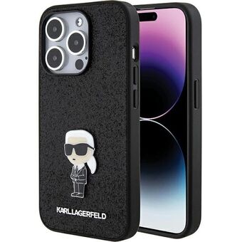 Karl Lagerfeld KLHCP15LGKNPSK iPhone 15 Pro 6.1" svart/sort hardcase Fast Glitter Ikonik Logo Metal Pin