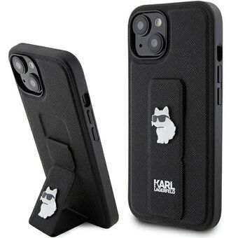 Karl Lagerfeld KLHCP15SGSACHPK iPhone 15 6.1" svart/svart hardcase Gripstand Saffiano Choupette Pins.