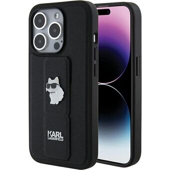 Karl Lagerfeld KLHCP15LGSACHPK iPhone 15 Pro 6.1" svart/svart hardcase Gripstand Saffiano Choupette Pins