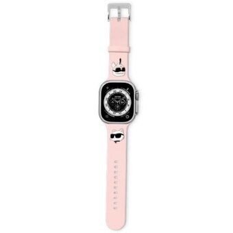 Karl Lagerfeld Pasek KLAWMSLKCNP Apple Watch 38/40/41mm rosa/rosa rem 3D gummi Karl&Choupette hoder