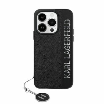 Karl Lagerfeld KLHCP15SPSAKDGCK iPhone 15 / 14 / 13 6.1" svart hardcase Saffiano rhinestones & charm.