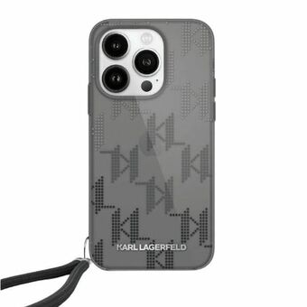 Karl Lagerfeld KLHCP15LHKDPNSK iPhone 15 Pro 6.1" svart/sort hardcase IML Mono KL-mønster og snor