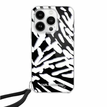 Karl Lagerfeld KLHCP15LHZBPKCCK iPhone 15 Pro 6.1" svart/hardcase IML Zebra mønster og snor.