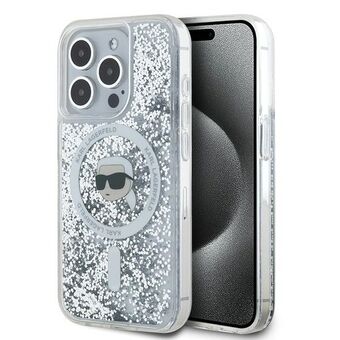 Karl Lagerfeld KLHMP15LLGKISGH iPhone 15 Pro 6.1" hardcase gjennomsiktig Liquid Glitter Karl Head Magsafe