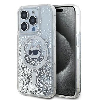 Karl Lagerfeld KLHMP14LLGCHSGH iPhone 14 Pro 6.1" hardcase gjennomsiktig Liquid Glitter med Choupette Head og Magsafe