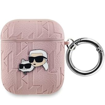 Karl Lagerfeld KLA2PGKCPP AirPods 1/2-deksel rosa Monogram Karl & Choupette Head