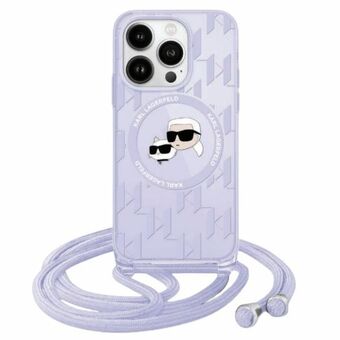 Karl Lagerfeld KLHMP15XHCKCKLCU iPhone 15 Pro Max 6.7" i farge fiolet/purple, med en hardcase IML Crossbody Monogram av Karl & Choupette Head og MagSafe.