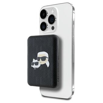 Karl Lagerfeld Powerbank induktiv KLPB5FPGKSKCHK 15W 5000mAh svart/black Karl&Choupette Head Pin MagSafe