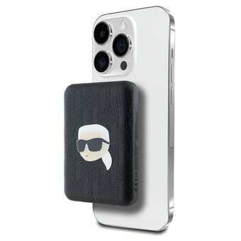 Karl Lagerfeld Induksjonsstrømbank KLPB5FPGKSKIHK 15W 5000mAh svart/black Karl Head Pin MagSafe