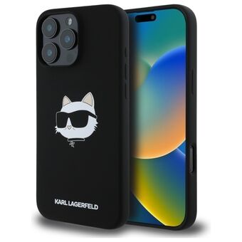 Karl Lagerfeld KLHMP16LSCHPPLK iPhone 16 Pro 6,3" svart/svart hardcase Silikon Choupette Head Print MagSafe