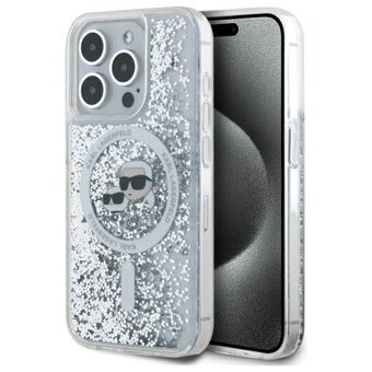 Karl Lagerfeld KLHMP15LLGKCSGH iPhone 15 Pro 6.1" hardcase gjennomsiktig Liquid Glitter Karl&Choupette Head Magsafe