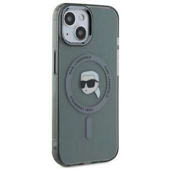 Karl Lagerfeld KLHMP15SHLSKIK iPhone 15 6.1" svart/black hardcase IML Metal Karl Head MagSafe