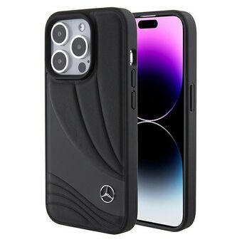 Mercedes MEHCP15L8ROLK iPhone 15 Pro 6,1" svart hardcase Lærbølge Mønster