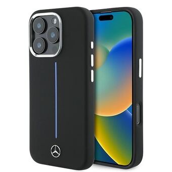 Mercedes MEHMP16X23SUMBK iPhone 16 Pro Max 6.9" svart/sort hardcase Silikon Blå Stripe MagSafe