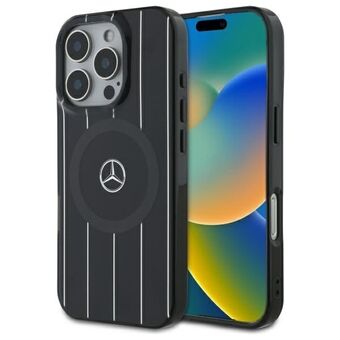 Mercedes MEHMP16L23HRSK iPhone 16 Pro  6,3" svart/czarny hardcase MB Dobbel Lag Kryssede Linjer MagSafe