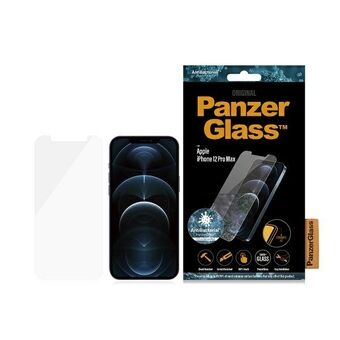 PanzerGlass Standard Super+ iPhone 12 Pro Max Antibacterial blir oversatt til norsk som: PanzerGlass Standard Super+ for iPhone 12 Pro Max med antibakteriell beskyttelse.