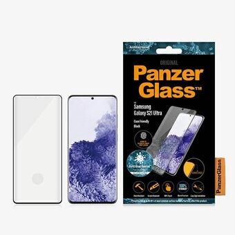 PanzerGlass E2E microfracture deksel for Samsung S21 Ultra G998, tilrettelagt for fingeravtrykk, antibakteriell, czarny/svart.