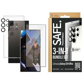 SAFE av PanzerGlass Sam S24 Ultra S928 Bundle 3-i-1 Hardcase + Skjermbeskytter + Kamera Linse BSAFE95674