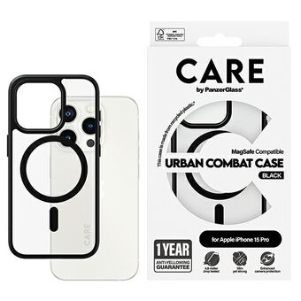 Vennligst oversett til norsk:

CARE by PanzerGlass Urban Combat Etui iPhone 15 Pro 6,1" MagSafe svart/czarny 1426