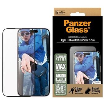 PanzerGlass Skjermbeskytter Aluminiumsramme iPhone 16 Plus / 15 Plus 6.7" Ultra-Wide Fit 2851