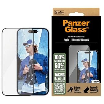 PanzerGlass Skjermbeskytter iPhone 16 / 15 6.1" Ultra-Wide Fit 2861