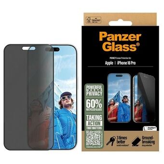 PanzerGlass Privacy Skjermbeskytter iPhone 16 Pro 6.3" Ultra-Wide Fit P2862