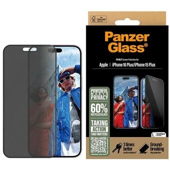 PanzerGlass Personvern Skjermbeskytter iPhone 16 Plus / 15 Plus 6.7" Ultra-Wide Fit P2863