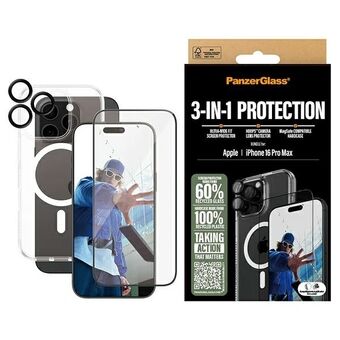 PanzerGlass Bundle 3in1 iPhone 16 Pro Max 6.9" D3O Hardcase + Skjermbeskytter UWF + Linse B1294+2864+1284