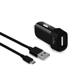 Puro Charger alene. 1xUSB 1A med MicroUSB-kabel svart/svart MCHUSBMICROCBLK