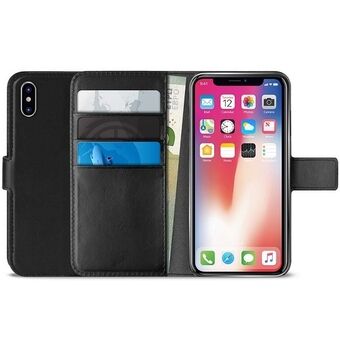 Puro Booklet Wallet iPhone Xr svart med lomme + stativ IPCX61BOOKC4BLK