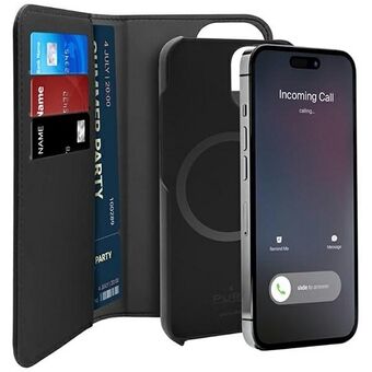 Puro Wallet Avtagbar iPhone 14 / 15 / 13 6,1" 2-i-1 MagSafe svart/svart PUIPC1461BKMAG1BLK