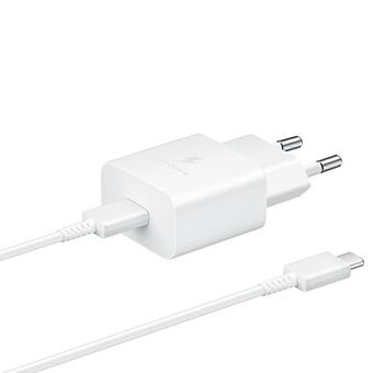 Ład. siec. Samsung EP-T1510XW 15W Hurtiglading + USB-C/USB-C-kabel hvit