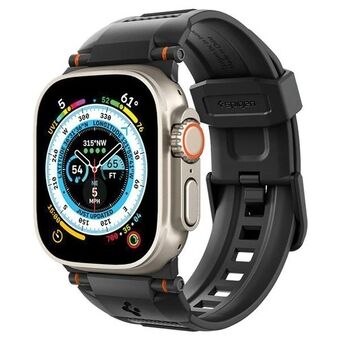 Spigen Rugged Ultra-bånd for Apple Watch 4/5/6/7/8/9/SE/Ultra/Ultra 2 i 42/44/45/49mm, svart/matt svart, AMP07105.