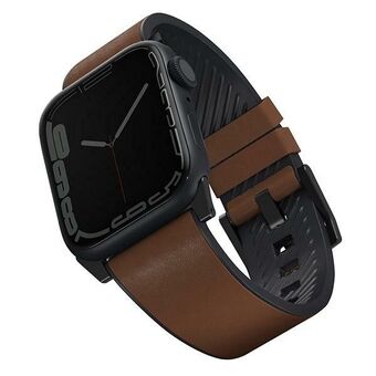 UNIQ stropp Straden Apple Watch Series 1/2/3/4/5/6/7/8/9/SE/SE2/Ultra/Ultra 2 42/44/45/49 mm. Lær Hybrid Stropp brunt/brun