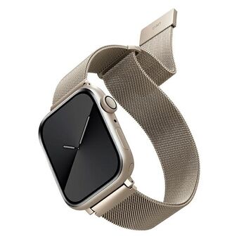 UNIQ-reim til Dante Apple Watch Series 1/2/3/4/5/6/7/8/9/SE/SE2 i rustfritt stål, 42/44/45mm, starlight.