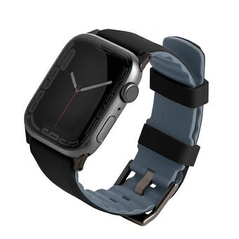 UNIQ rem Linus Apple Watch Series 1/2/3/4/5/6/7/8/9/SE/SE2/Ultra/Ultra 2 42/44/45/49mm. Airosoft Silikon svart/midnattsort