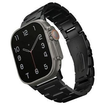 UNIQ stropp. Kjøp Apple Watch 42/44/45/49mm Series 1/2/3/4/5/6/7/8/9/SE/SE2/Ultra/Ultra 2 i rustfritt stål, svart/midnatts-svart.