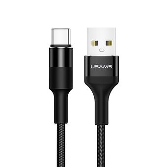 USAMS Kabel flettet U5 2A USB-C svart 1,2m SJ221TC01 (US-SJ221)