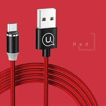 USAMS Magnetisk kabel U-Sure microUSB 1m 2.1A flettet rød / rød SJ294USB02 (US-SJ294)