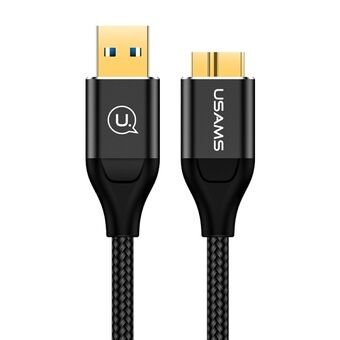 USAMS flettet kabel U19 USB 3.0 micro USB B til ekstern harddisk 1m svart/svart SJ272USB01 (US-SJ272)