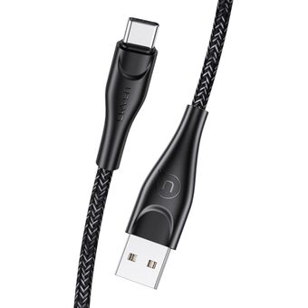 USAMS Kabel pleciony U41 USB-C 2m 2A czarny/svart SJ395USB01 (US-SJ395) Hurtig lading