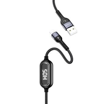 USAMS U48 lyn 1,2m 2A hurtigladende LED-kabel svart / svart SJ423USB01 (US-SJ423)