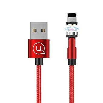 USAMS Magnetisk Kabel U59 Lightning 2.1A Hurtiglading 1m Flettet Rød / Rød SJ472USB02 (US-SJ472) Justerbar vinkel